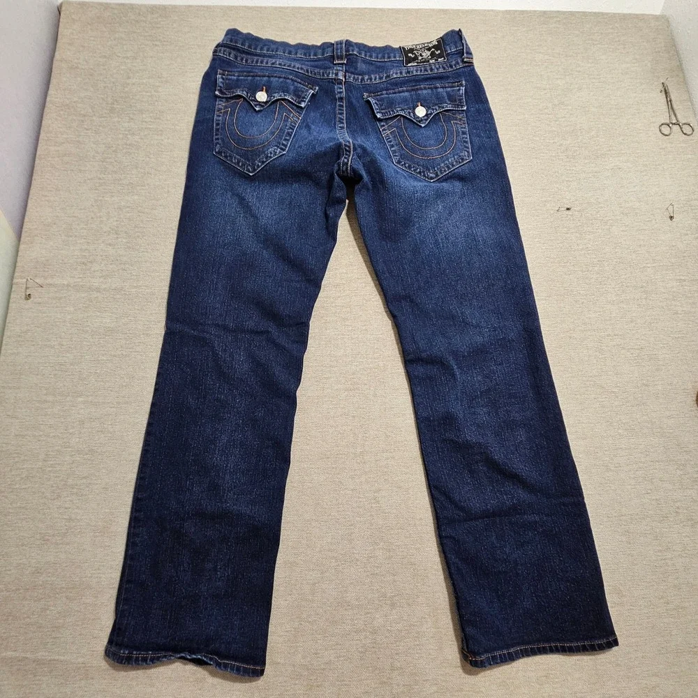 True Religion Ricky Jeans Mens 36 Indigo Blue Relaxed Straight Flap Pockets